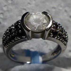 Sterling Clear and Black CZ Engagement Ring Cannot Read Mark